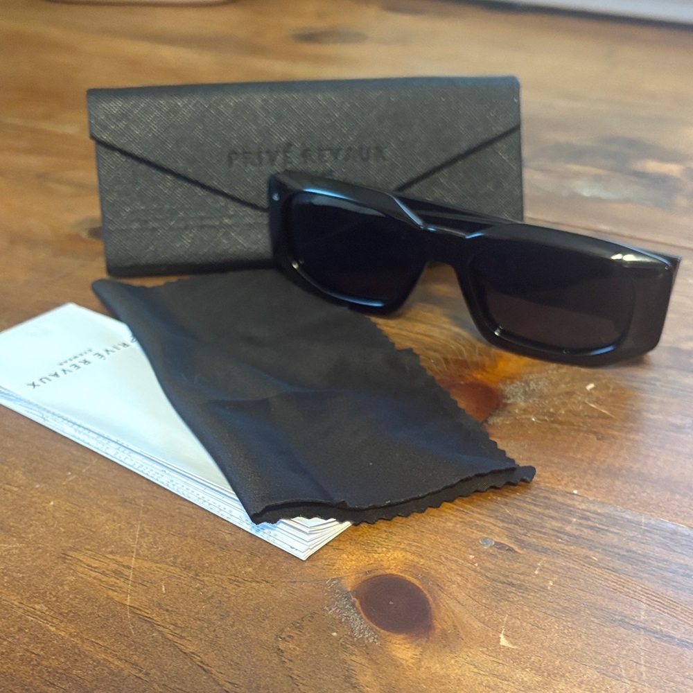 Black Rectangular Sunglasses With Case - image 1